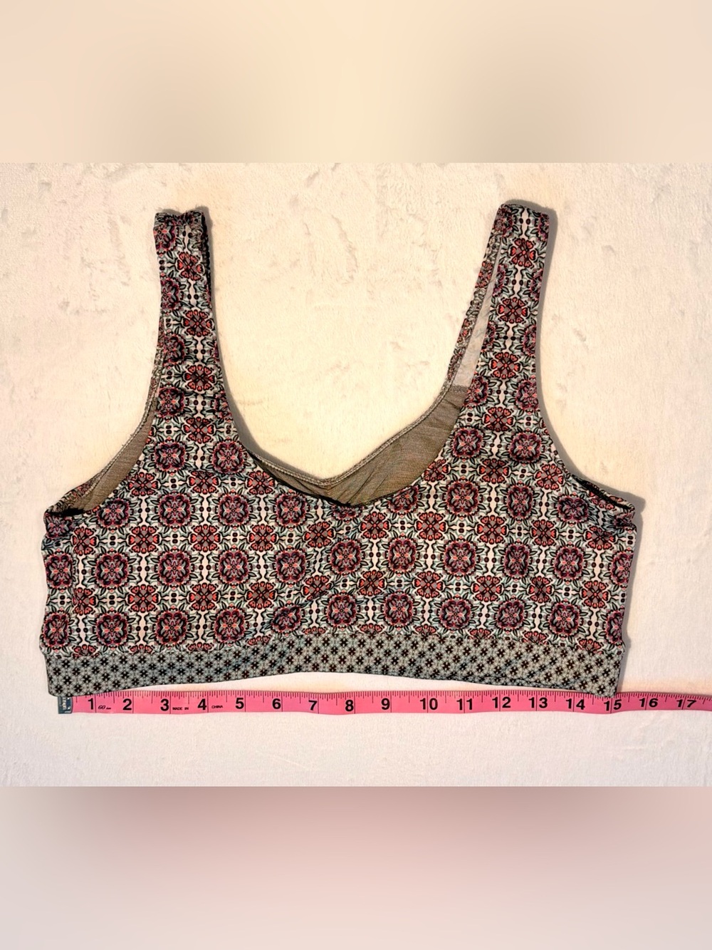 Majamas Seamless Printed Comfort Bralette - Cream & Red